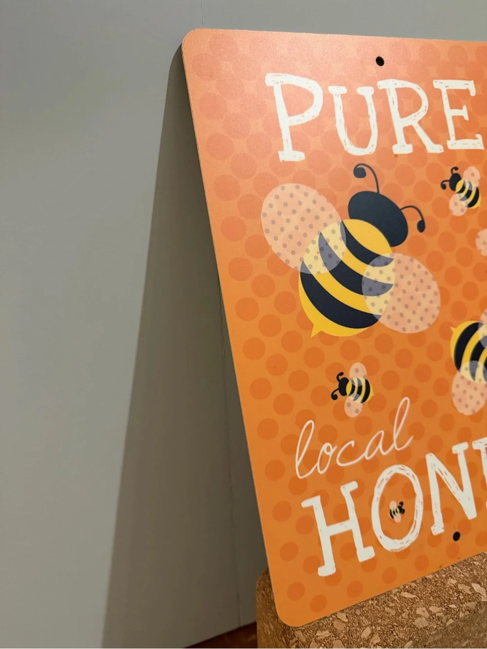Pure Local Honey Orange Bee Wall Sign by